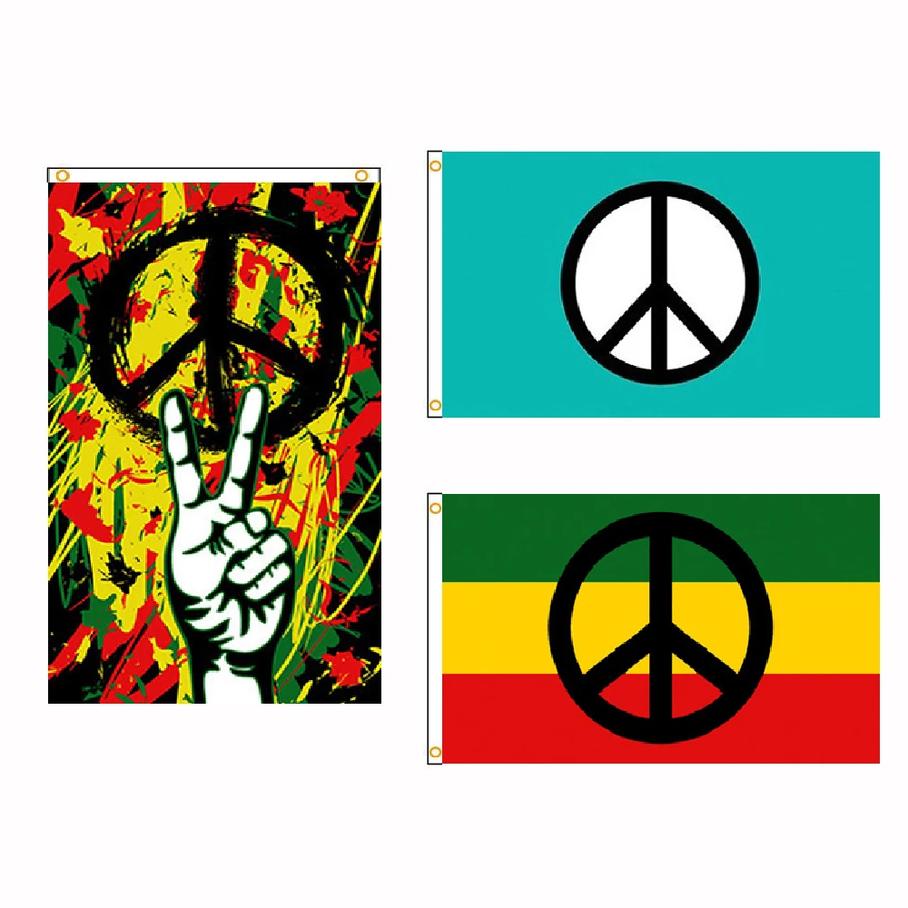Bandera de los dedos de la bandera de la paz de Rasta del símbolo de la paz de 90x150cm para la decoración