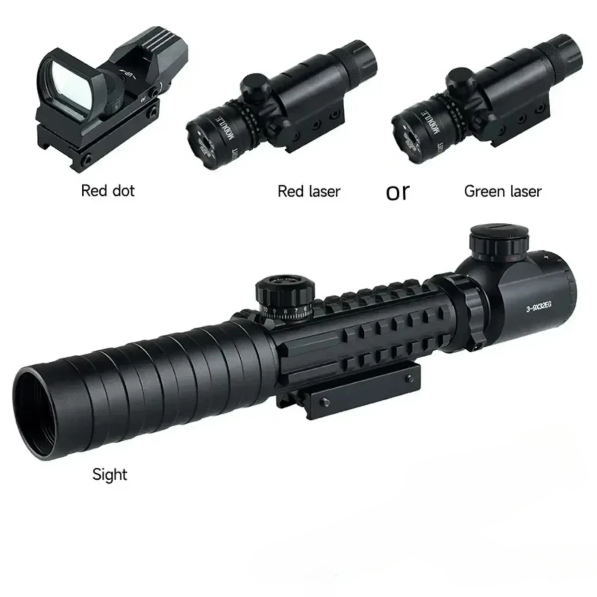 3-9X32EG alcance óptico táctico Combo rojo/verde láser iluminado Rifle alcance HD101 4 reflejo retícula punto alcance accesorios de caza - imagen 3