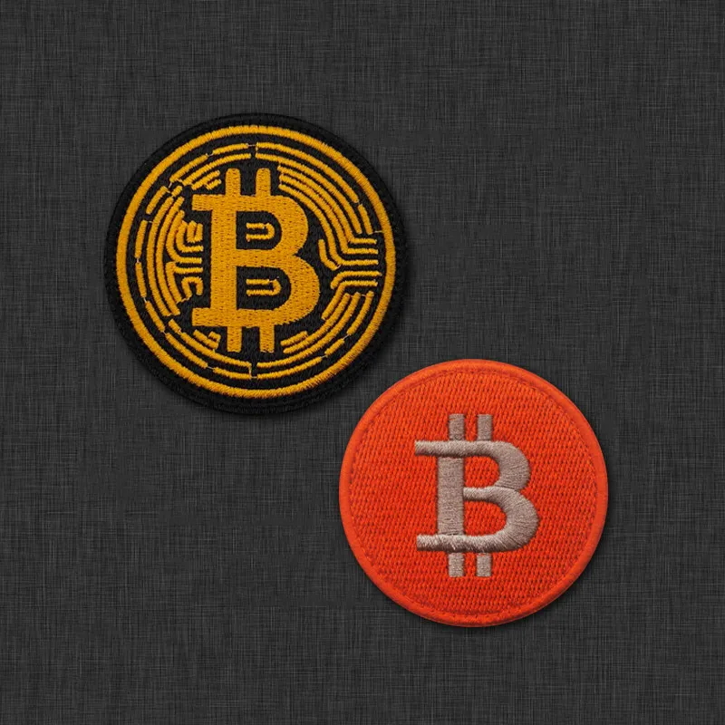 Parche táctico bordado logo moneda dorada circular para mochila