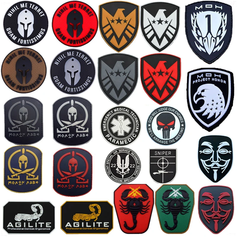 Parche de mochila de ropa táctica de pvc con sello moral, gancho y bucle de goma, insignia de sombrero cruzado, pegatina de mochila, parches de escorpión - imagen 2