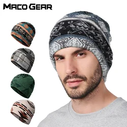 Gorro táctico de lana cálido con cubre-orejas y diseño calavera