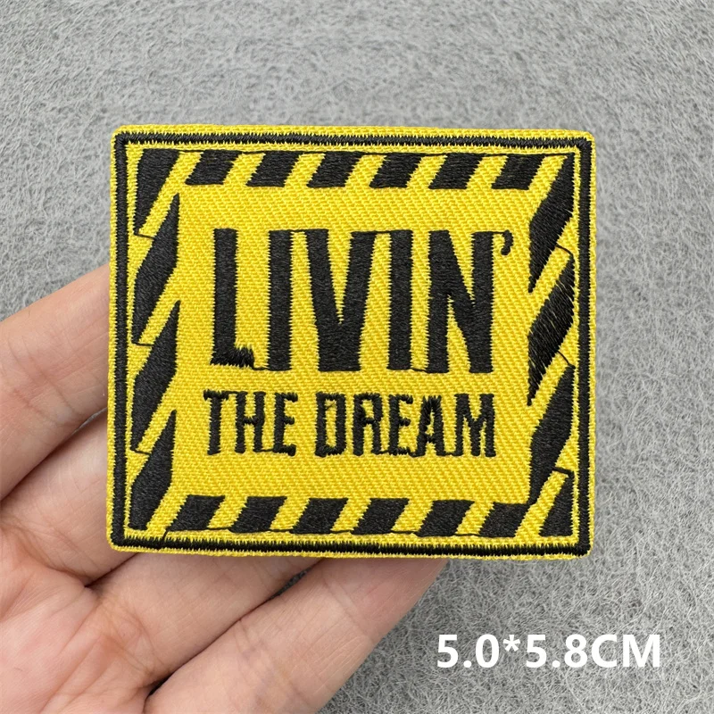 Parches de advertencia de peligro para planchar para ropa, letras de dibujos animados, parche bordado para costura en chaqueta/sombrero, pegatinas para mochila, insignias - imagen 5