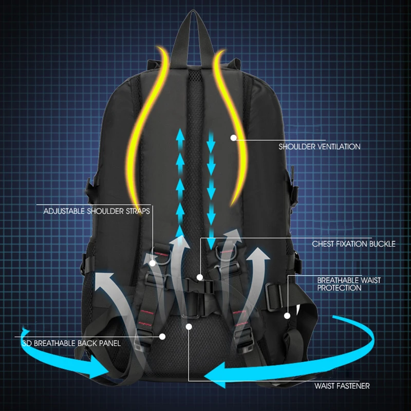 Mochila de senderismo para acampar para hombres, deportes al aire libre, caza, viaje táctico, mochila para ciclismo, mochila escolar para almacenamiento de equipaje para ordenador portátil universitario - imagen 5