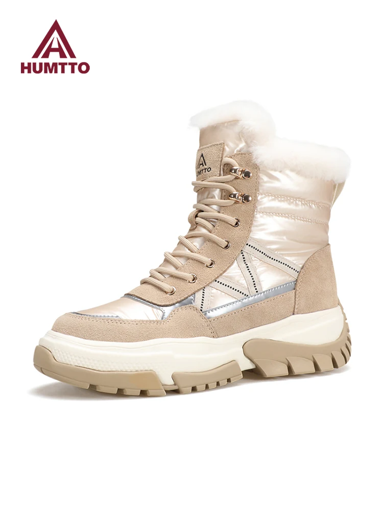 HUMTTO, zapatos informales para exteriores, zapatos de senderismo para mujer, botas de esquí cálidas de lana de alta calidad para invierno, botas de nieve impermeables, zapatillas de trekking - imagen 2