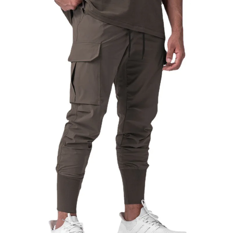 Pantalones deportivos de secado rápido de tubo recto para hombre, múltiples bolsillos, Leggings casuales ajustados, pantalones para correr al aire libre, Verano - imagen 2