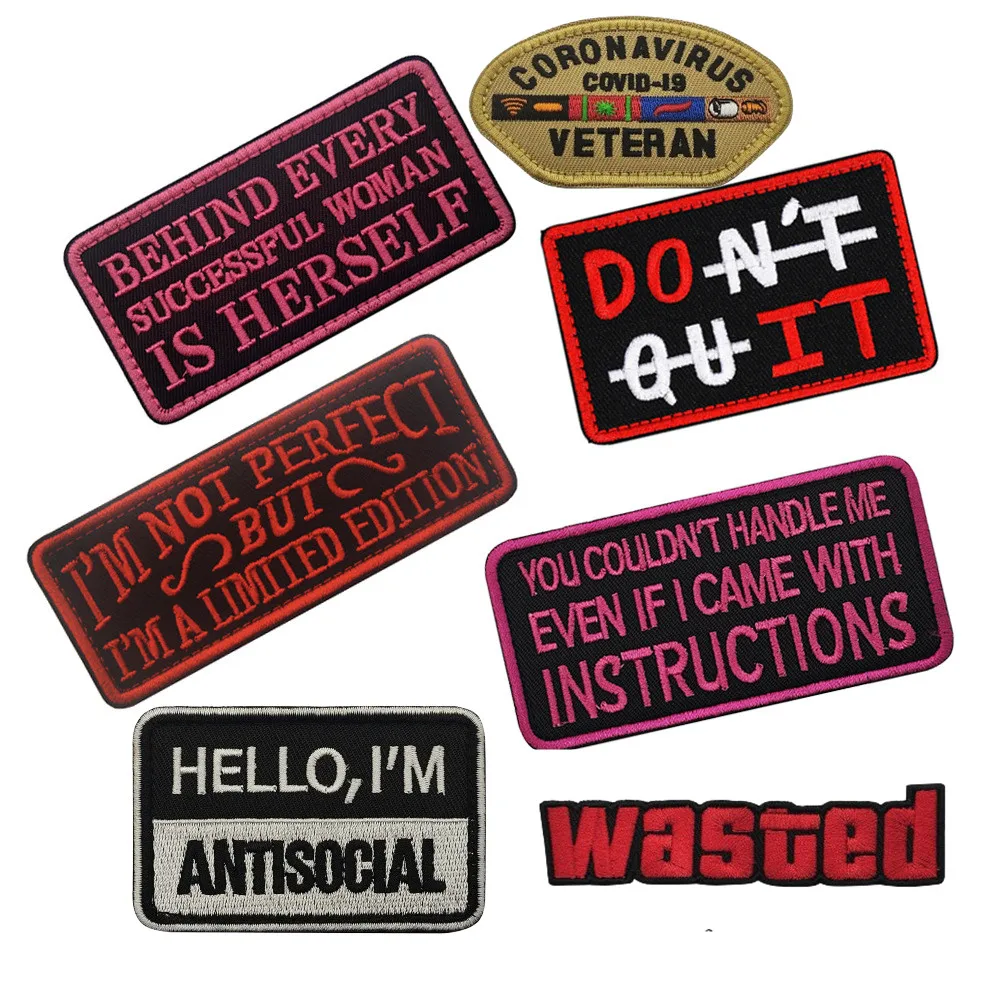Parche de tela bordado con letras en inglés para mujer, parches decorativos de embalaje inspirador, expertos en Virus, insignia desperdiciada - imagen 2