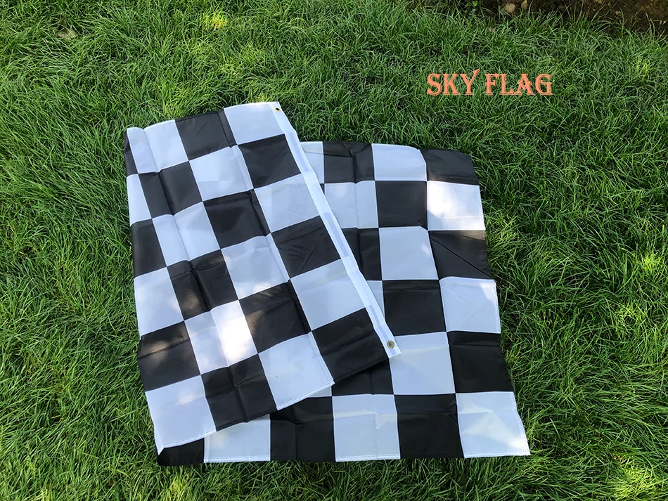 SKY FLAG 90x150cm Banner a cuadros blanco y negro Bandera de carreras de 3*5 pies Bandera colgante de carreras de deportes de motor Bandera a cuadros - imagen 3