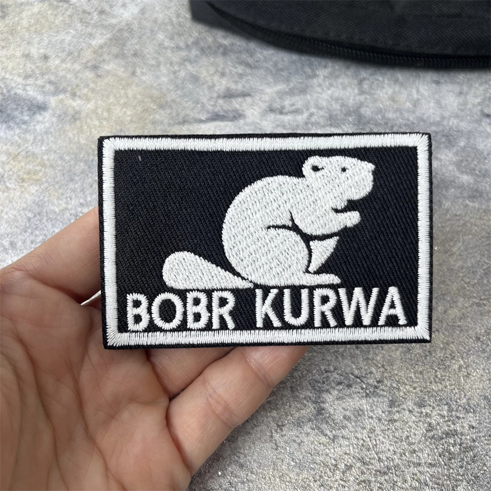Parches bordados de gancho y bucle Bobr Kurwa para ropa, pegatinas decorativas para mochila con emblema de moral táctica militar - imagen 5