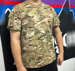 Camisa de manga corta anti roja de algodón de punto táctico al aire libre