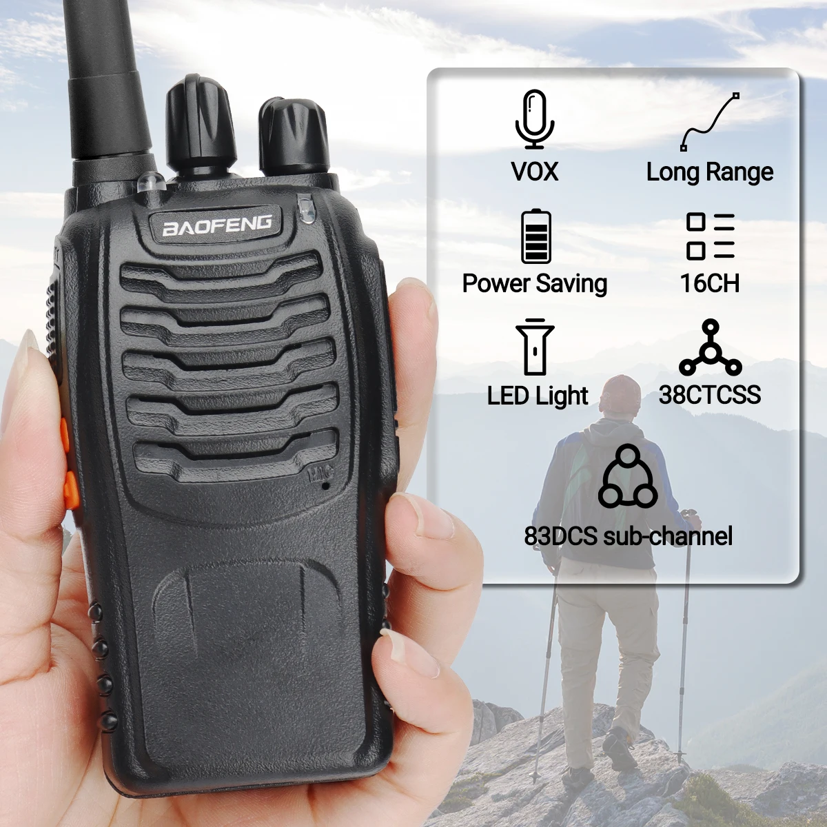 BAOFENG BF-88E walkie talkie PMR 446MHz multicanal caza radioafición - imagen 5