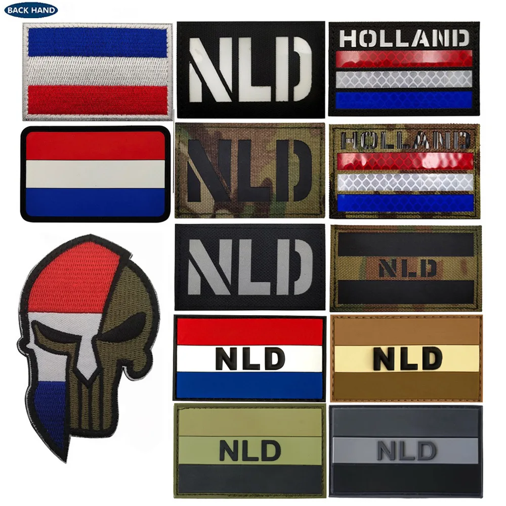 3D PVC goma DEU Alemania NLD Países Bajos bandera parche brazalete insignias emblema parches tácticos con gancho en la mochila - imagen 2