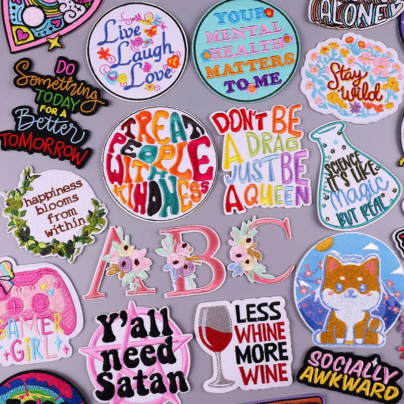 Parche de dibujos animados, parche bordado de animales/letras, parches para planchar para ropa, parches termoadhesivos para ropa, chaqueta, pegatina para coser - imagen 2