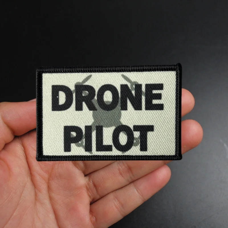Parche de piloto de Dron, insignia de moral táctica, brazalete con estampado, parches militares con gancho y bucle, pegatinas para mochila en ropa