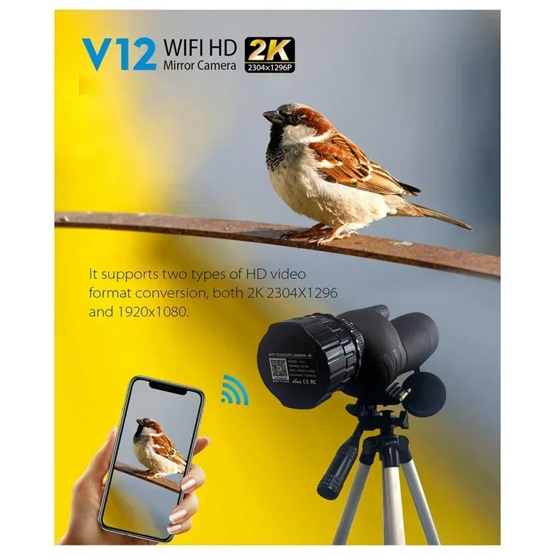 2304 × 1296P 4 millones de telescopios oculares electrónicos Wifi 2K de alta definición para observación de aves y otros calibres de uso general - imagen 4