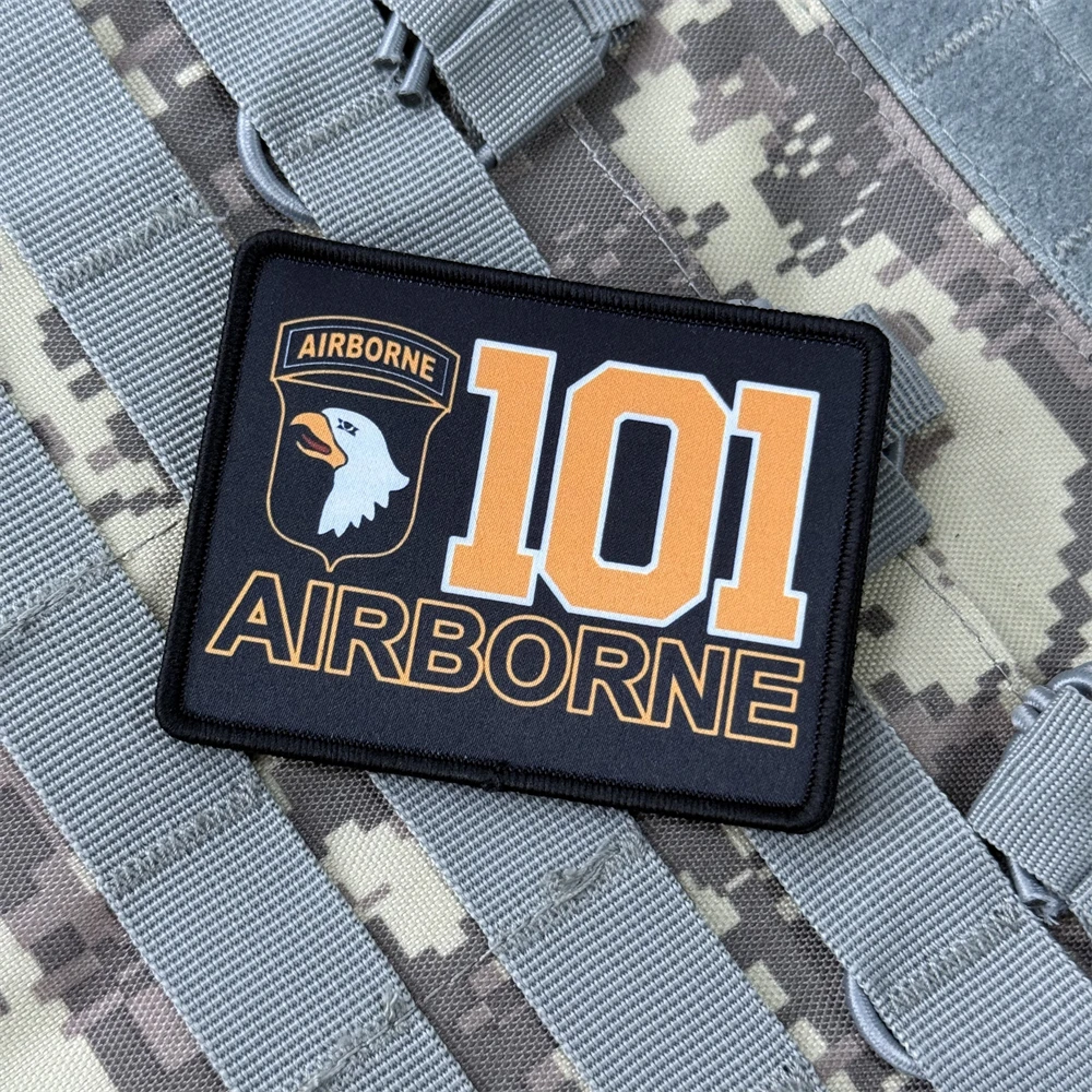 Parche táctico de moral de la 101a División Aerotransportada, brazalete militar, parches de gancho y bucle impresos con águila para ropa, pegatina para mochila - imagen 3