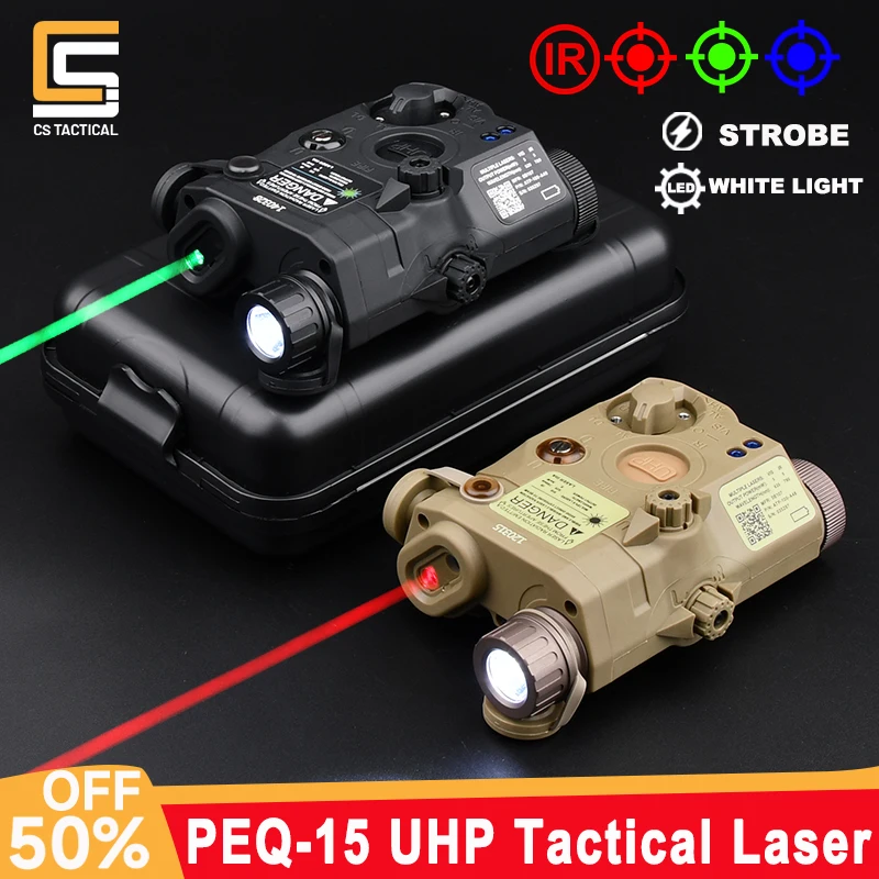 WADSN Airsoft UHP AN PEQ 15 PEQ-15 LA5C rojo punto verde azul láser indicador IR Luz de relleno LED de caza Scout AR15 Fit 20MM riel