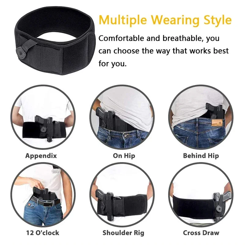 Funda táctica para pistola de vientre, cinturón Invisible, bolsa de transporte oculta, faja elástica, funda para pistola de cintura para revista de caza G17 G19 - imagen 3