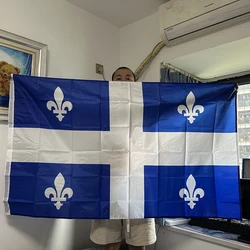Bandera Quebec flor de lis – Poliéster colgante con ojales de latón