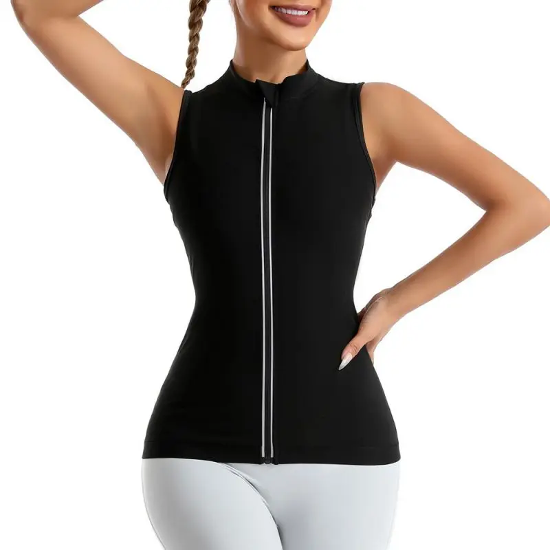 Camiseta sin mangas para correr y fitness, chaleco a prueba de sudor con cuello alto para gimnasio y entrenamiento de mujer - imagen 3