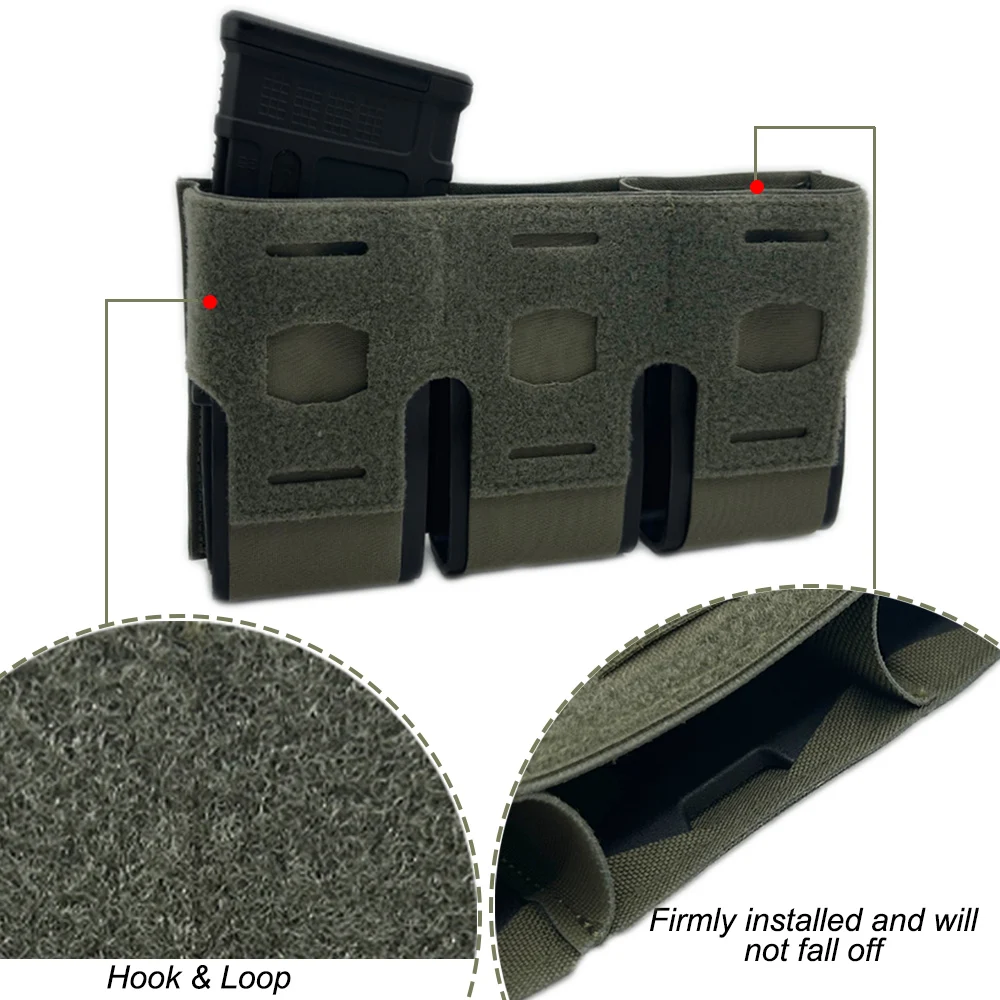 Bolsa de revista táctica de corte láser Triple 5,56, inserto de revista incorporado, accesorios de chaleco MOLLE, equipo de chaleco Airsoft de caza - imagen 3