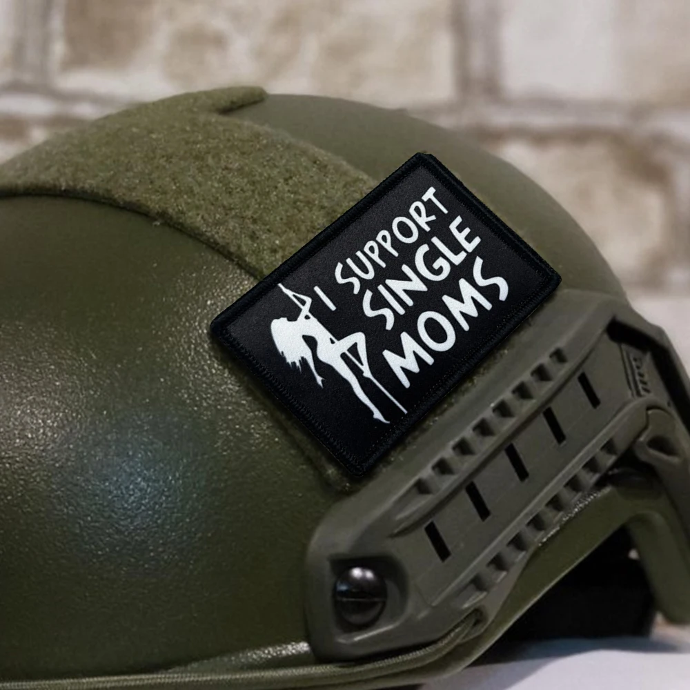Parches tácticos de apoyo para mamás solteras, parche de bandera Meme con gancho y bucle, insignia de moral del ejército militar, pegatinas para mochila - imagen 4