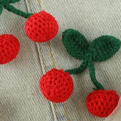 Parches de punto con ganchos de cereza para el hogar, accesorios de mochila al aire libre, pegatinas de tela bordadas DIY, apliques de decoraciones lindas