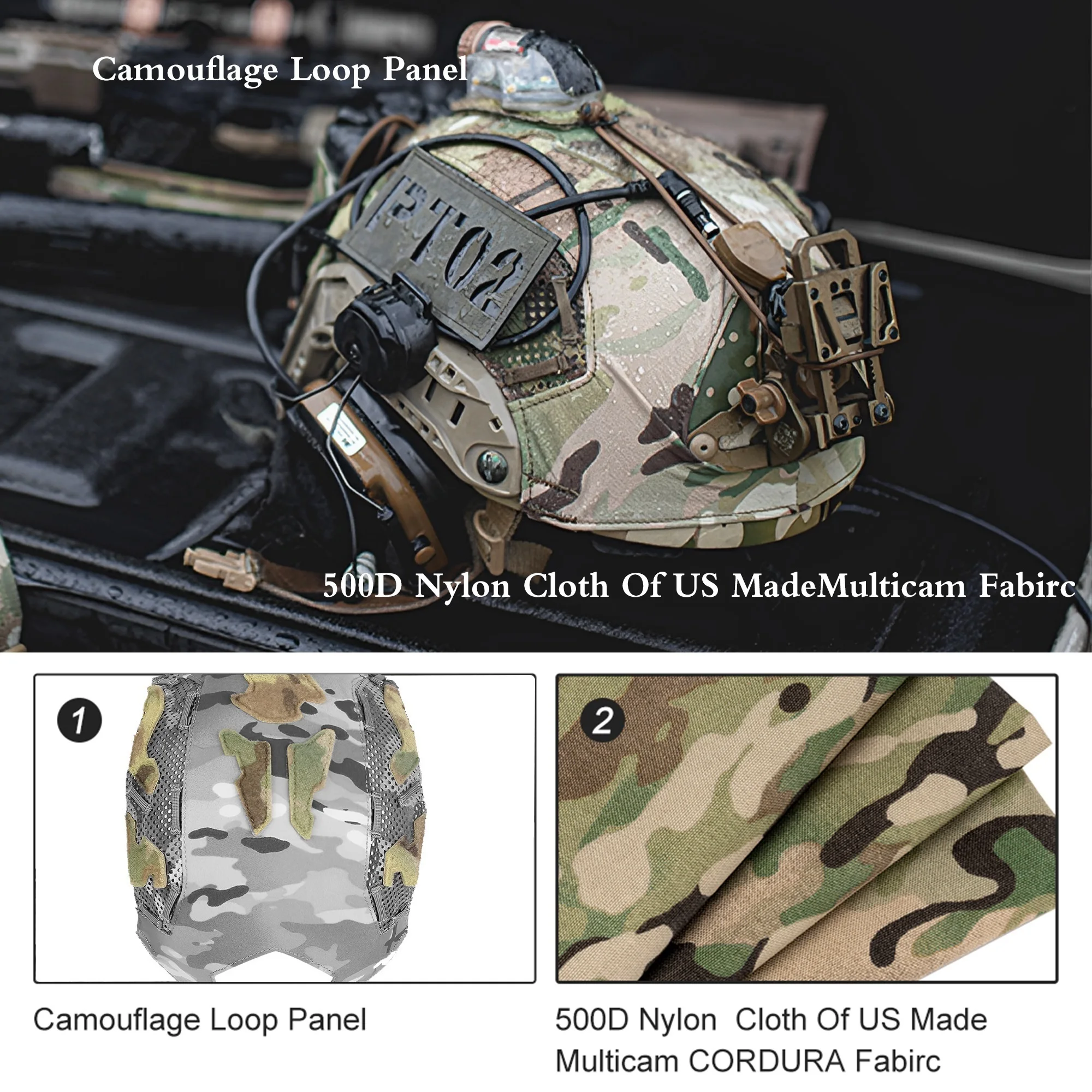 Funda de casco para casco táctico FAST SF de corte alto, accesorios de camuflaje para casco de tiro militar en talla M/L, nailon 500D - imagen 2
