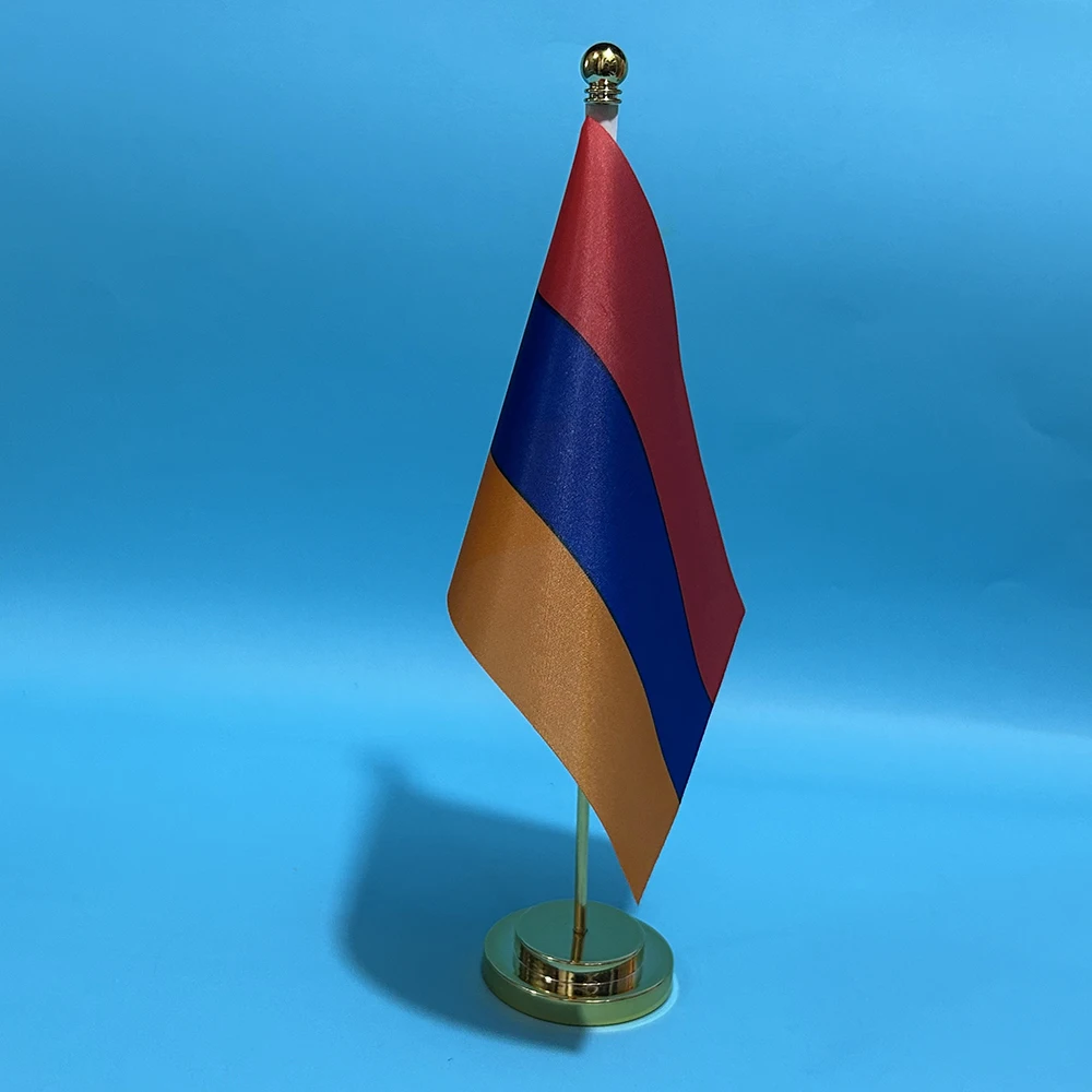 Bandera pequeña de escritorio de oficina de 14x21cm, bandera de poliéster, decoración de mesa nacional de Arménia, bandera, adornos de escritorio - imagen 4