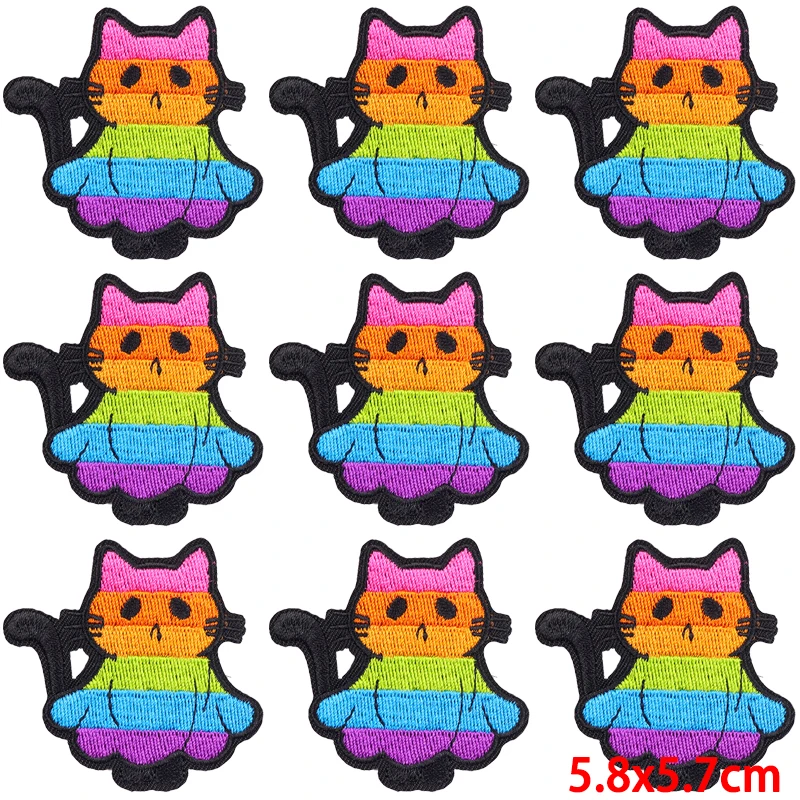 10 unids/lote parche de animales de dibujos animados parches para planchar para ropa parches bordados de rana/gato en ropa costura/pegatinas de parche fibles - imagen 2