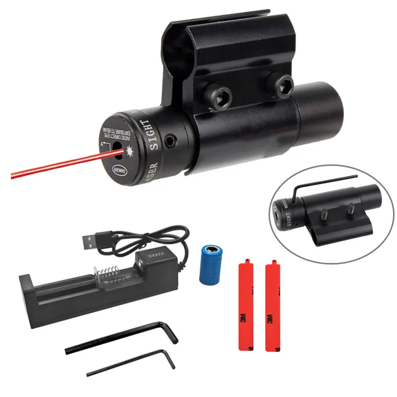 Mira láser roja táctica para caza al aire libre, riel Picatinny de 11mm y 20mm