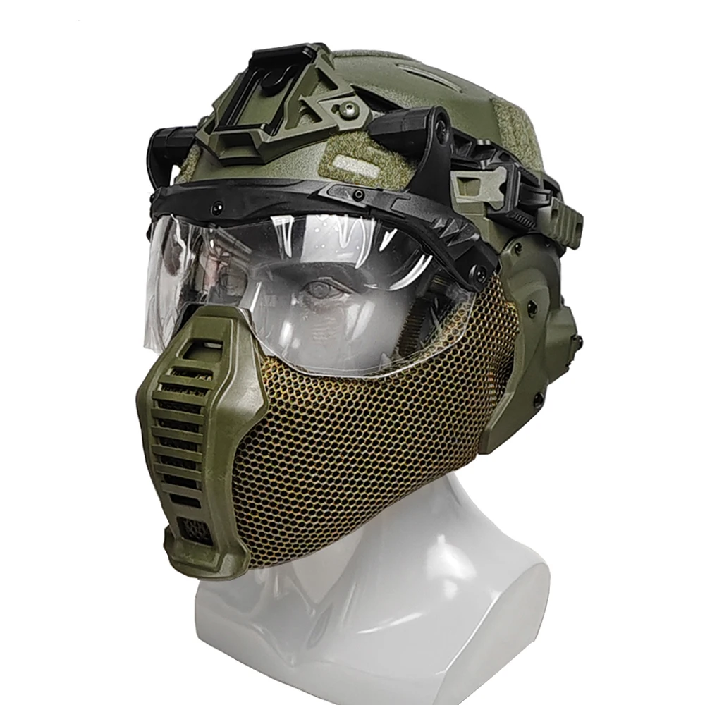 Casco táctico Wendy 3,0 de protección completa, gafas modulares, cubierta para la oreja, máscara de media cara, casco integrado para caza, Paintball, Airsoft