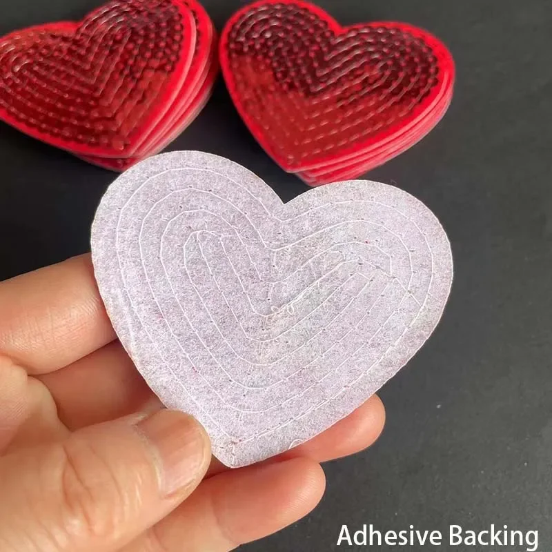 6*7 CM/5 piezas rojo brillo corazón apliques de lentejuelas parche termocollants, pegatina de ropa tela bordado hierro en parches para ropa - imagen 5