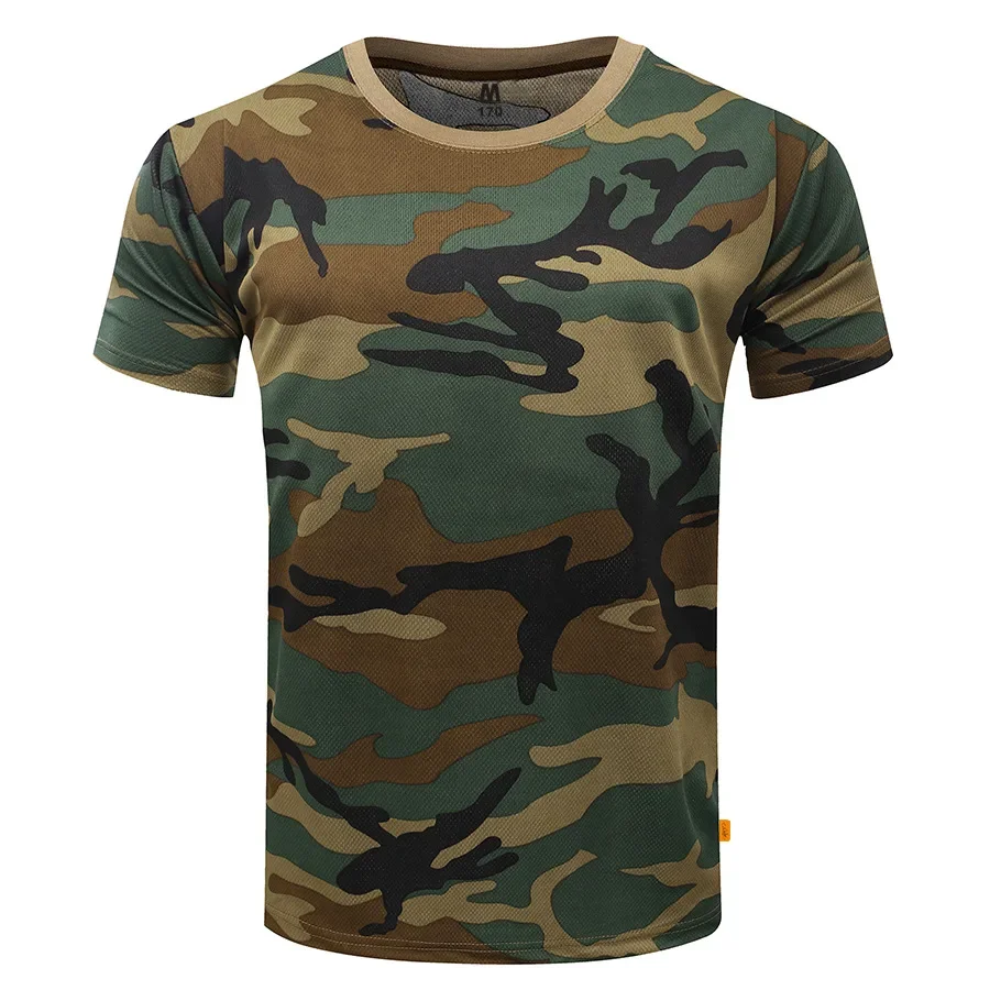 Camiseta táctica de camuflaje para hombre, ropa informal a la moda con cuello redondo, camisetas de manga corta de verano para deportes al aire libre de gran tamaño - imagen 4