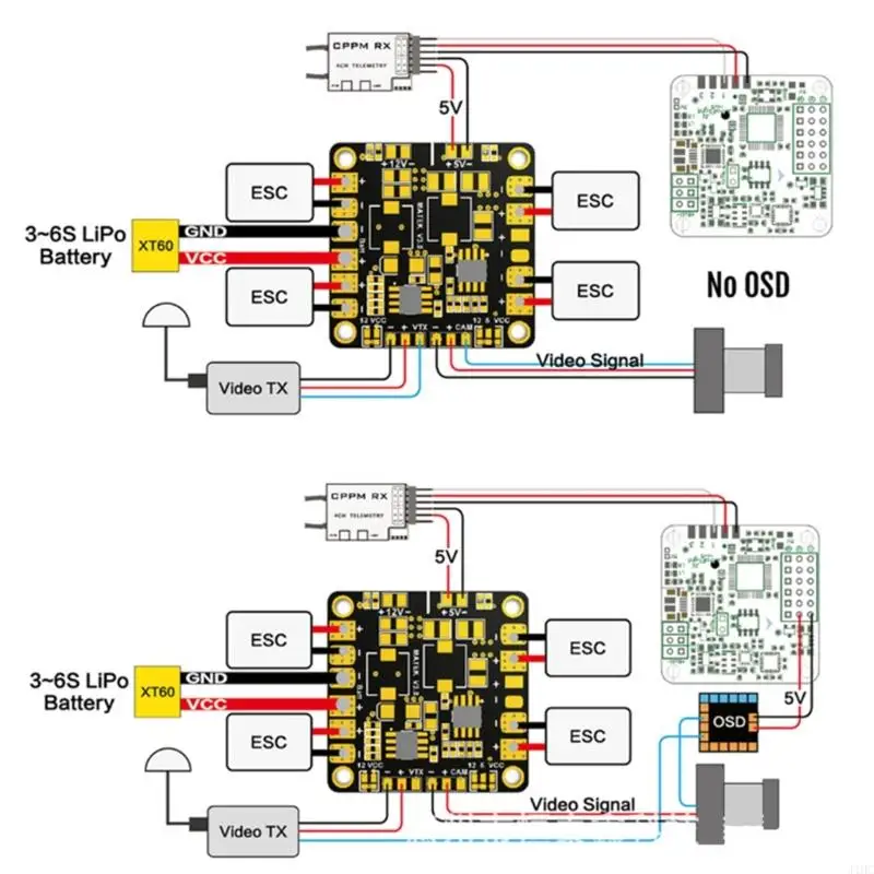 J1HC Matek Systems PDB PODER DISTRIBUCIÓN ENERGÍA BEC 5V y 12V 2OZ Cobre para helicóptero FPV Quadcopter Muliticopter - imagen 5