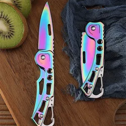Cuchillo plegable EDC de bolsillo de acero inoxidable, mini multifunción portátil