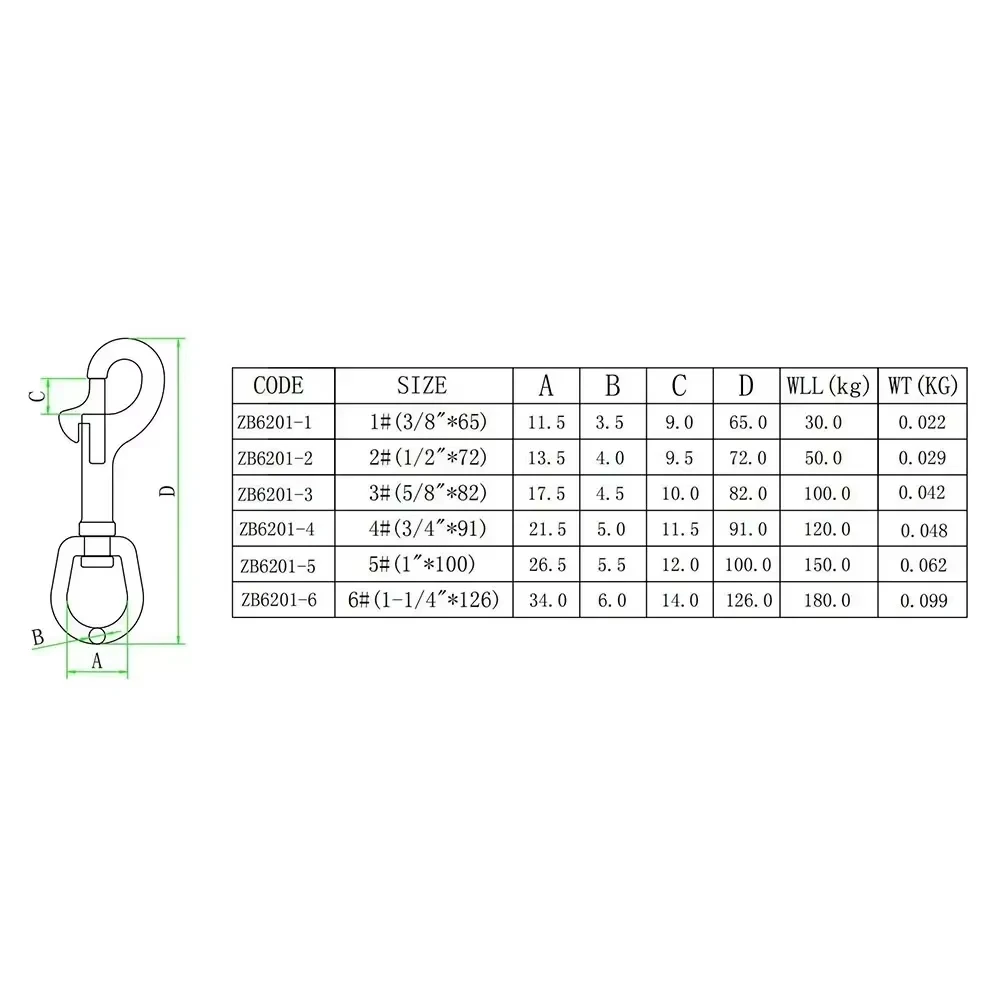 Anilla D giratoria inox 316 – Perno ojo para buceo - imagen 5