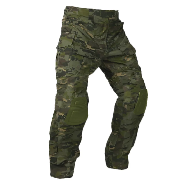 Pantalones Multicam + almohadillas para hombre, pantalones Cargo de combate táctico, pantalones de camuflaje, ropa de entrenamiento de caza, pantalones deportivos resistentes al desgaste - imagen 2