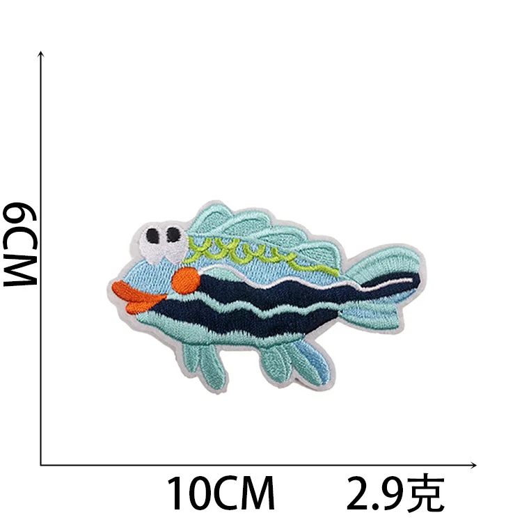 Nuevo Parche de tela bordado de vida marina, insignia de medusas, langosta, estrella de mar, parche planchado de cangrejo de dibujos animados - imagen 5