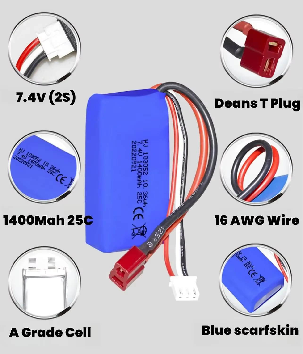 Batería LiPo con conector T para coches RC WLtoys compatible - imagen 5