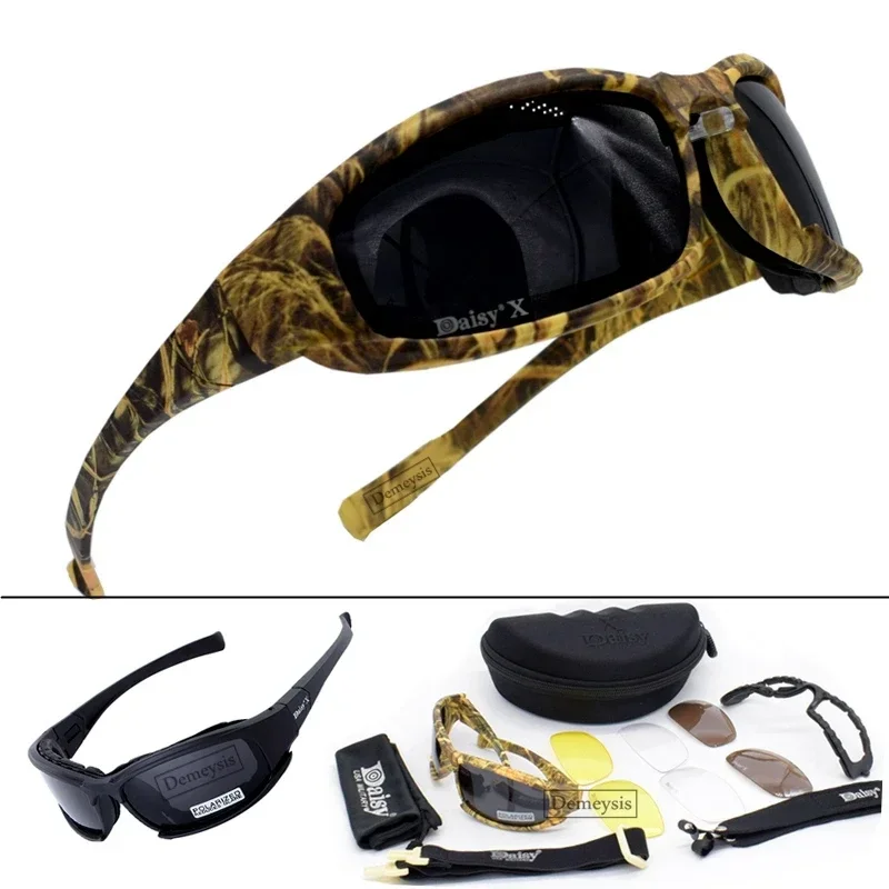 Gafas tácticas polarizadas, gafas de camuflaje de 4 lentes, gafas de seguridad Airsoft para senderismo al aire libre, tiro a prueba de viento - imagen 2