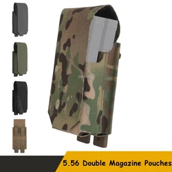 Pistolas tácticas 5,56, bolsas dobles para revistas, funda protectora para revistas de caza, sistema MOLLE de liberación rápida, equipo de cinturón