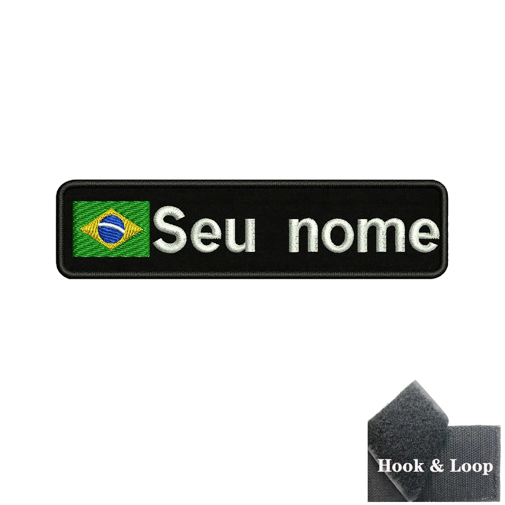 1 unidad de 10cm x 2,5 cm bandera brasileña Brasil personalizado nombre parche rayas insignia etiquetas brazalete hierro o gancho bucle bordado - imagen 5