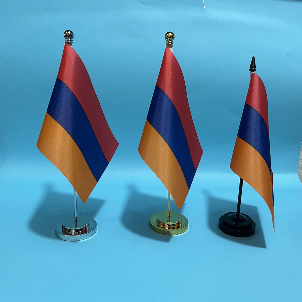 Bandera pequeña de escritorio de oficina de 14x21cm, bandera de poliéster, decoración de mesa nacional de Arménia, bandera, adornos de escritorio - imagen 2