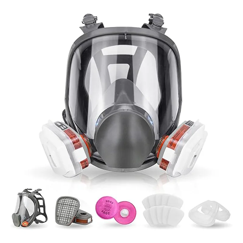 6800 mascarilla respiratoria de cara completa 15 en 1, filtro de polvo 2091, ampliamente utilizada en gases orgánicos, pulverizadores de pintura, productos químicos, prevención de polvo. - imagen 2