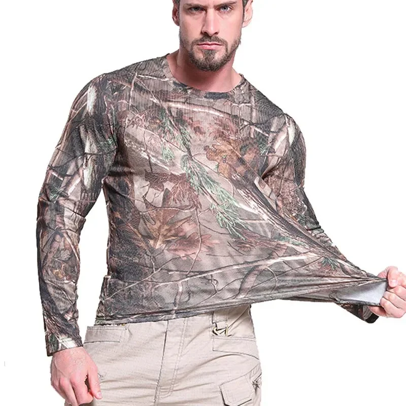 Camiseta de manga larga para hombre, camisetas gráficas con estampado de camuflaje 3d, camisetas de Fitness a la moda para hombre y mujer, camisetas para exteriores, ropa de camuflaje - imagen 5