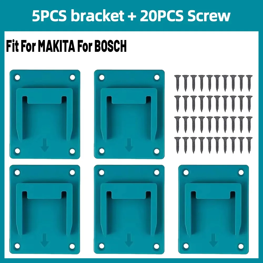Soporte de herramientas eléctricas de montaje en pared para Bosch/Makita, soporte de batería de almacenamiento de montaje en pared de 18V, 5 uds.