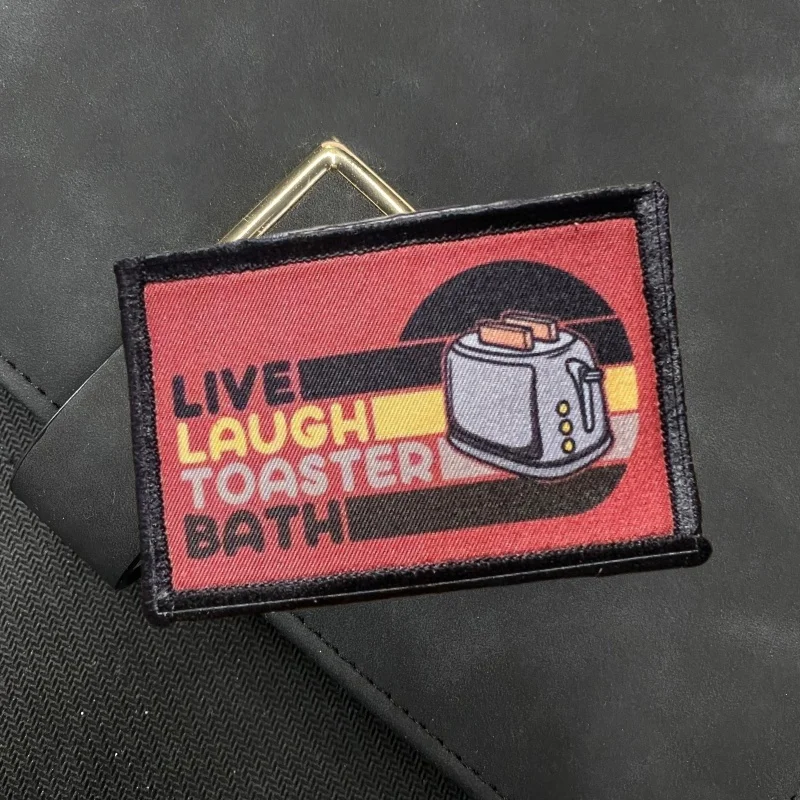 Parche con estampado divertido para tostadora y baño, insignia de moral de gancho y bucle, mochila al aire libre, pegatina táctica militar, parches de brazalete - imagen 3
