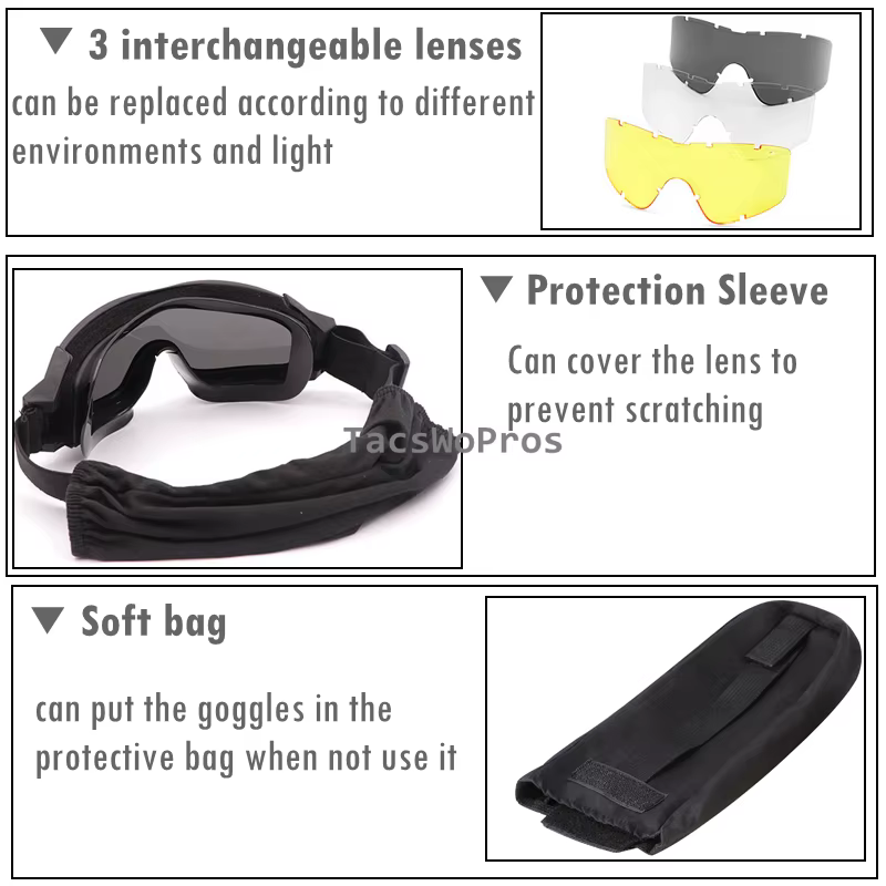 Gafas tácticas airsoft de lentes intercambiables antivaho y antipolvo - imagen 5