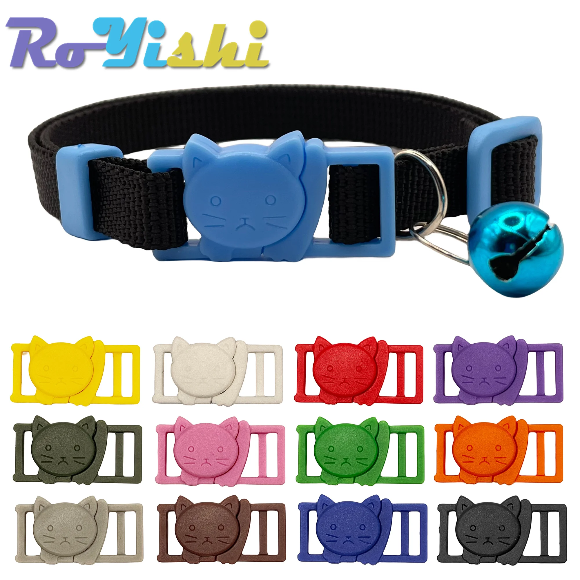 Hebillas de plástico con cabeza de gato, accesorios de ropa de seguridad para sujetador, Collar de gato, Paracord, 3/8 pulgadas, 12 unids/lote por paquete - imagen 5