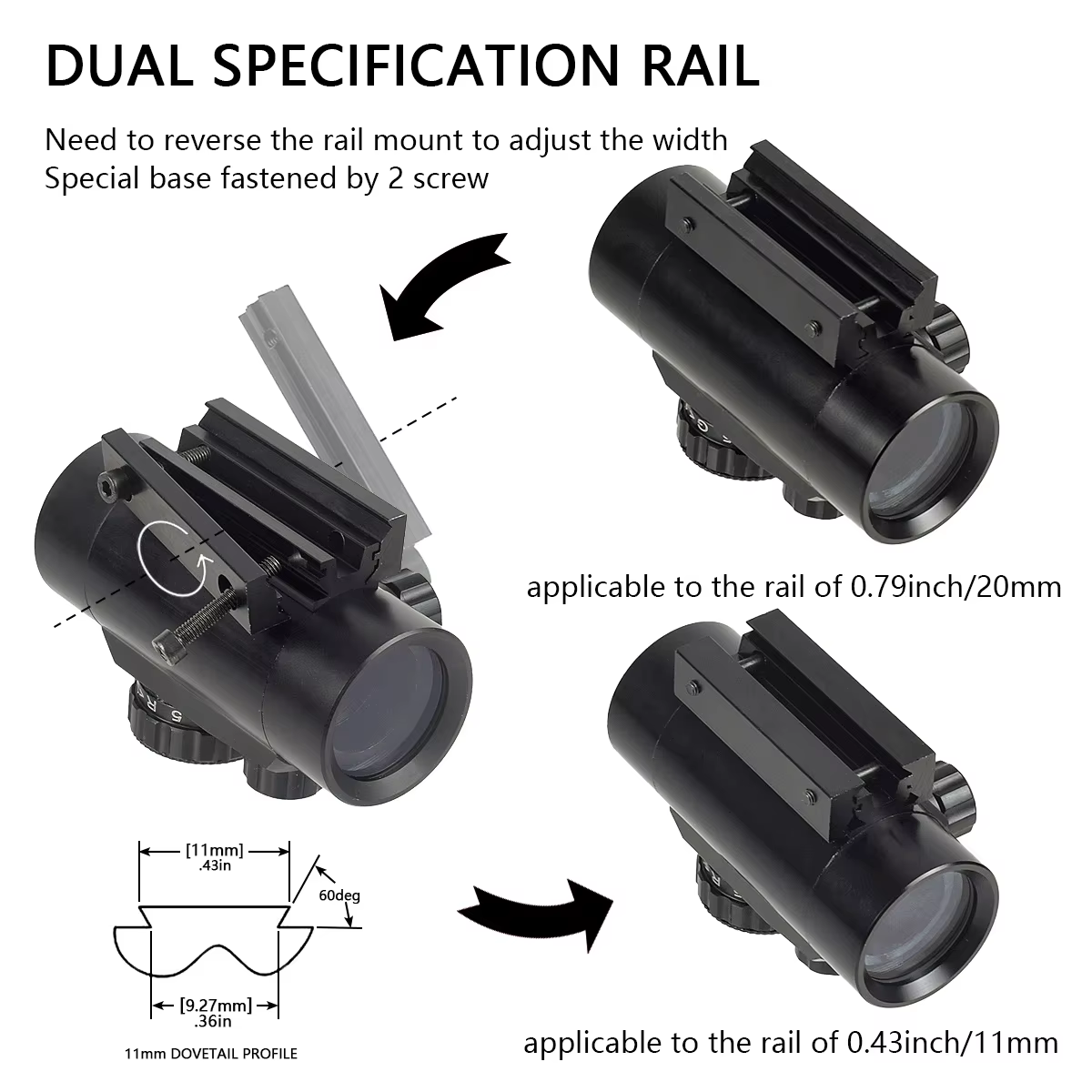 Mira réflex punto rojo para fusil – Visor táctico con carril Picatinny - imagen 4